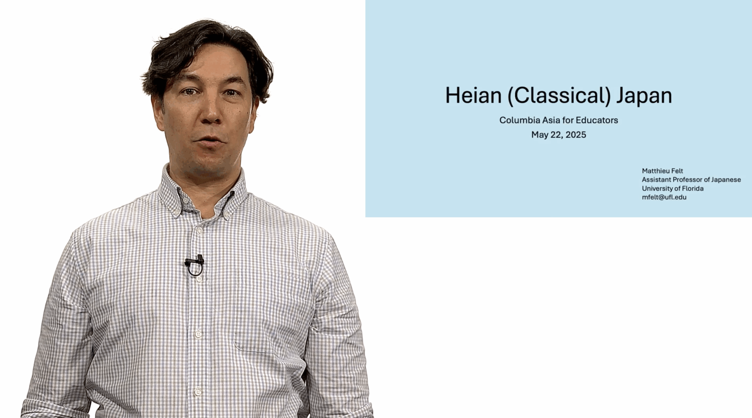 Matthieu Felt Presenting on Heian Classical Japan