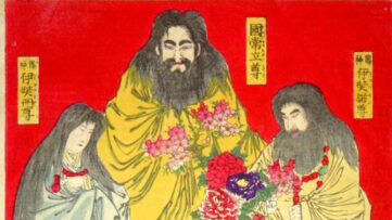 Kunitokotachi, Izanami, and Izanaki with Emperor Meiji and Empress Shōken from Matthieu Felt's Presentation on Shinto