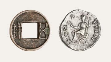 A coin from Han China and a coin from the Roman Empire Compared